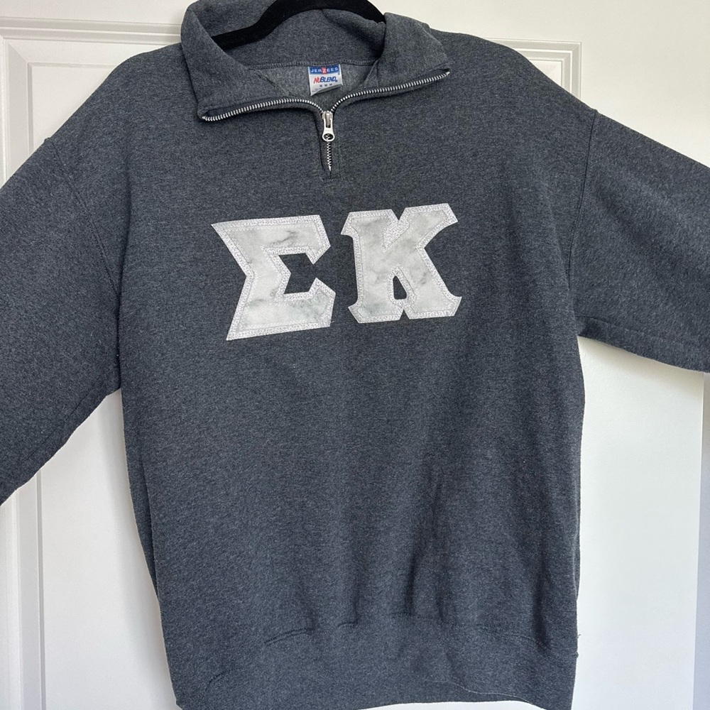 Gray 1/4 Zip Sorority Sweater